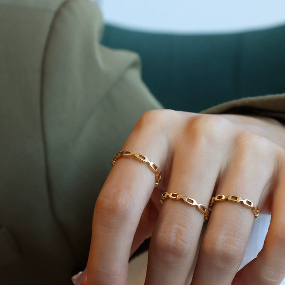 Wholesale Women's Ins Style Geometric Titanium Steel Electroplated Ring