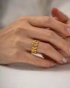 Wholesale Women's Ins Style Geometric Titanium Steel Open Ring With Olive Branch Leaf Design And Electroplating Treatment
