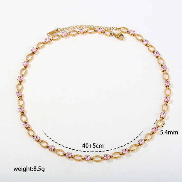 Wholesale Women's Ins Style Geometric Wave Stainless Steel Electroplated Paper Clip Chain Necklace