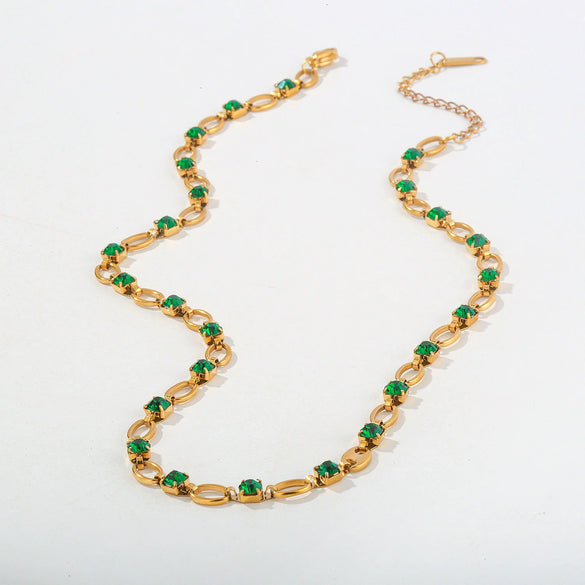 Wholesale Women's Ins Style Geometric Wave Stainless Steel Electroplated Paper Clip Chain Necklace