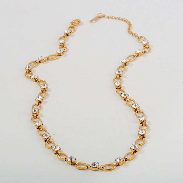 Wholesale Women's Ins Style Geometric Wave Stainless Steel Electroplated Paper Clip Chain Necklace