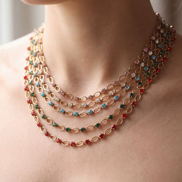 Wholesale Women's Ins Style Geometric Wave Stainless Steel Electroplated Paper Clip Chain Necklace