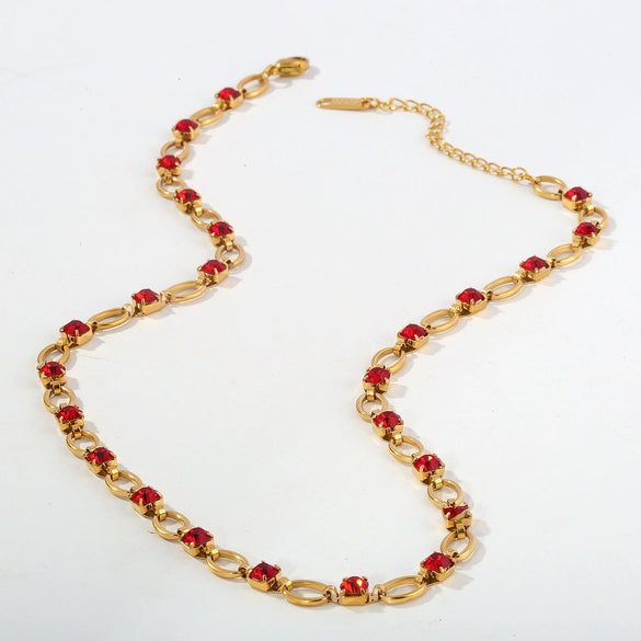 Wholesale Women's Ins Style Geometric Wave Stainless Steel Electroplated Paper Clip Chain Necklace