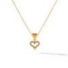Wholesale Women's Ins Style Gold Plated Geometric Titanium Steel And Stainless Steel Necklace With Hollow Heart Pendant