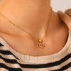 Wholesale Women's Ins Style Gold Plated Geometric Titanium Steel And Stainless Steel Necklace With Hollow Heart Pendant