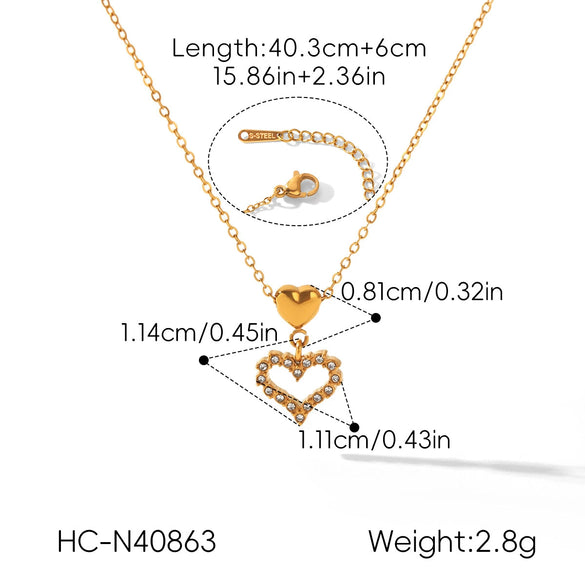 Wholesale Women's Ins Style Gold Plated Geometric Titanium Steel And Stainless Steel Necklace With Hollow Heart Pendant