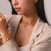 Wholesale Women's Ins Style Gold Plated Stainless Steel Flower Pattern Daisy Bracelet And Necklace Jewelry