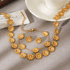 Wholesale Women's Ins Style Gold Plated Stainless Steel Flower Pattern Daisy Bracelet And Necklace Jewelry