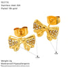 Wholesale Women's Ins Style Goldplated Titanium Steel Zirconia Bow Earrings