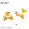Wholesale Women's Ins Style Goldplated Titanium Steel Zirconia Bow Earrings