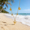 Wholesale Women's Ins Style Marine Life Starfish And Shell Stainless Steel And Titanium Steel Electroplated Necklace And Bracelet Set