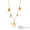 Wholesale Women's Ins Style Marine Life Starfish And Shell Stainless Steel And Titanium Steel Electroplated Necklace And Bracelet Set