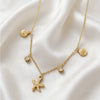 Wholesale Women's Ins Style Marine Life Starfish And Shell Stainless Steel And Titanium Steel Electroplated Necklace And Bracelet Set