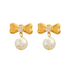 Wholesale Women's Ins Style Minimalist Bow Tie Stainless Steel Electroplated Earrings