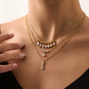 Wholesale Women's Ins Style Minimalist Geometric And Drop Shape Stainless Steel Bead Chain Necklace With 18K Gold Plating
