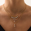 Wholesale Women's Ins Style Minimalist Geometric And Drop Shape Stainless Steel Bead Chain Necklace With 18K Gold Plating