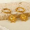 Wholesale Women's Ins Style Minimalist Geometric Stainless Steel 18K Gold Plated Sunflower Pendant Earrings
