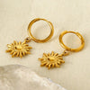Wholesale Women's Ins Style Minimalist Geometric Stainless Steel 18K Gold Plated Sunflower Pendant Earrings