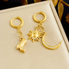 Wholesale Women's Ins Style Minimalist Goldplated Stainless Steel Star Pattern Earrings And Pendant Jewelry With Cowboy Boots Design