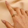 Wholesale Women's Ins Style Minimalist Heart Shape Electroplated Stainless Steel Openended Diamondencrusted Hollow Ring