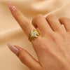 Wholesale Women's Ins Style Minimalist Heart Shape Electroplated Stainless Steel Openended Diamondencrusted Hollow Ring