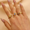Wholesale Women's Ins Style Minimalist Heart Shape Electroplated Stainless Steel Openended Diamondencrusted Hollow Ring