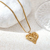 Wholesale Women's Ins Style Minimalist Stainless Steel And Titanium Steel Electroplated Hammered Heart Pendant Sweater Chain Necklace