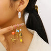 Wholesale Women's Ins Style Minimalist Star Pattern Stainless Steel Earrings With Shell And Pearl Pendant 18K Gold Plated
