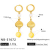 Wholesale Women's Ins Style Minimalist Star Pattern Stainless Steel Earrings With Shell And Pearl Pendant 18K Gold Plated