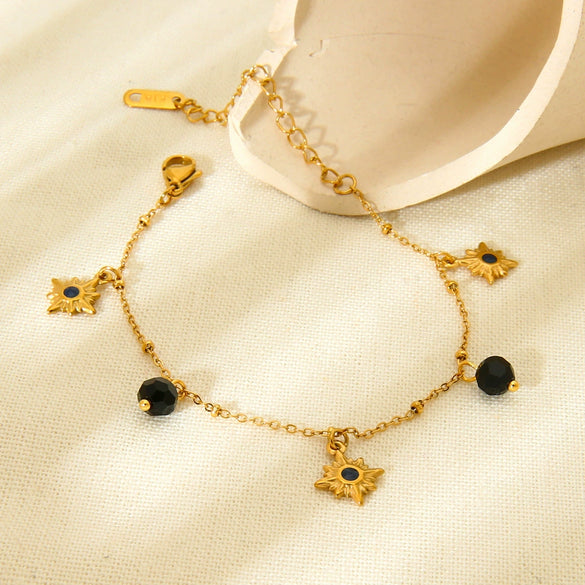 Wholesale Women's Ins Style Minimalist Star Shape Stainless Steel Bracelet With 18K Gold Plated Pendant Jewelry