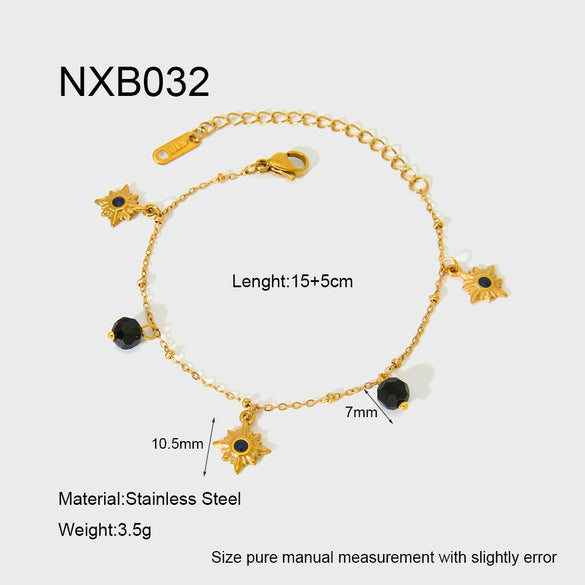 Wholesale Women's Ins Style Minimalist Star Shape Stainless Steel Bracelet With 18K Gold Plated Pendant Jewelry