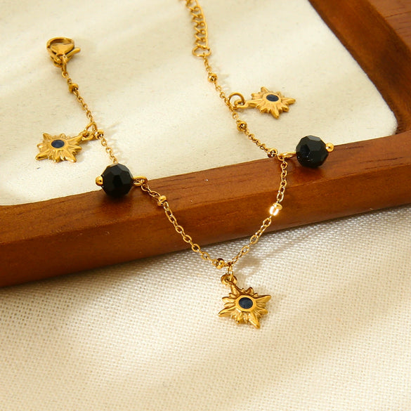 Wholesale Women's Ins Style Minimalist Star Shape Stainless Steel Bracelet With 18K Gold Plated Pendant Jewelry