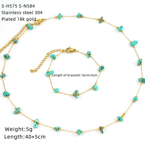 Wholesale Women's Ins Style Natural Stone Pearl And Crystal Jewelry Set With Electroplated Box Chain