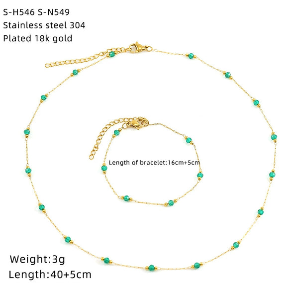 Wholesale Women's Ins Style Natural Stone Pearl And Crystal Jewelry Set With Electroplated Box Chain