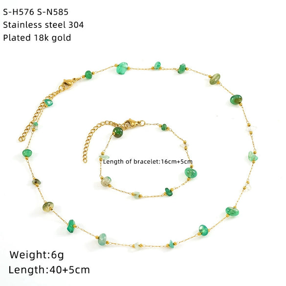Wholesale Women's Ins Style Natural Stone Pearl And Crystal Jewelry Set With Electroplated Box Chain