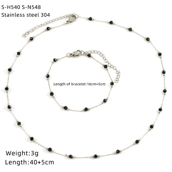 Wholesale Women's Ins Style Natural Stone Pearl And Crystal Jewelry Set With Electroplated Box Chain