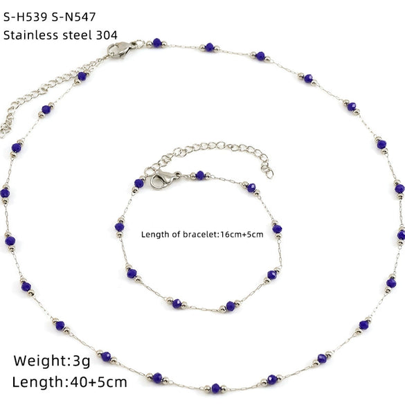 Wholesale Women's Ins Style Natural Stone Pearl And Crystal Jewelry Set With Electroplated Box Chain