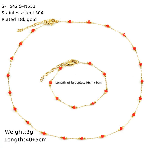 Wholesale Women's Ins Style Natural Stone Pearl And Crystal Jewelry Set With Electroplated Box Chain