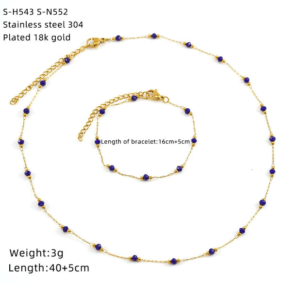 Wholesale Women's Ins Style Natural Stone Pearl And Crystal Jewelry Set With Electroplated Box Chain