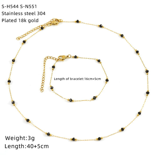 Wholesale Women's Ins Style Natural Stone Pearl And Crystal Jewelry Set With Electroplated Box Chain