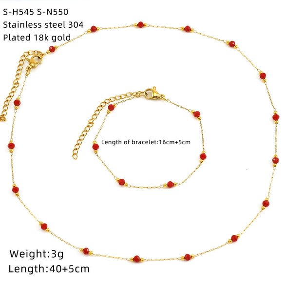 Wholesale Women's Ins Style Natural Stone Pearl And Crystal Jewelry Set With Electroplated Box Chain