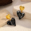 Wholesale Women's Ins Style Real Gold Plated Asymmetrical Heart And Saturn Titanium Steel And Stainless Steel Earrings