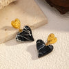 Wholesale Women's Ins Style Real Gold Plated Asymmetrical Heart And Saturn Titanium Steel And Stainless Steel Earrings