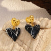 Wholesale Women's Ins Style Real Gold Plated Asymmetrical Heart And Saturn Titanium Steel And Stainless Steel Earrings