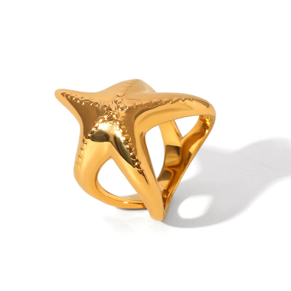 Wholesale Women's Ins Style Stainless Steel Animal Zodiac Starfish Casting Electroplated Ring