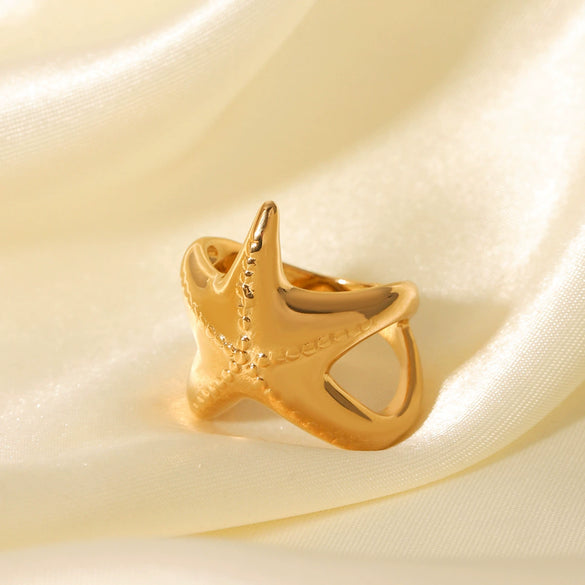 Wholesale Women's Ins Style Stainless Steel Animal Zodiac Starfish Casting Electroplated Ring