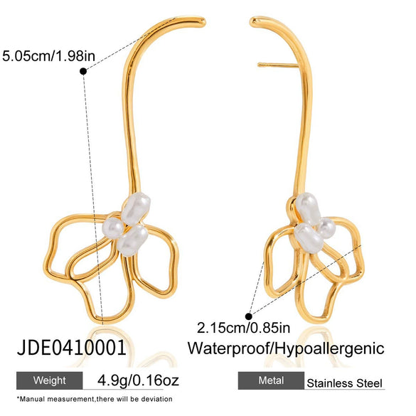 Wholesale Women's Ins Style Stainless Steel Electroplated Gold Flower Shape Cut Out Earrings