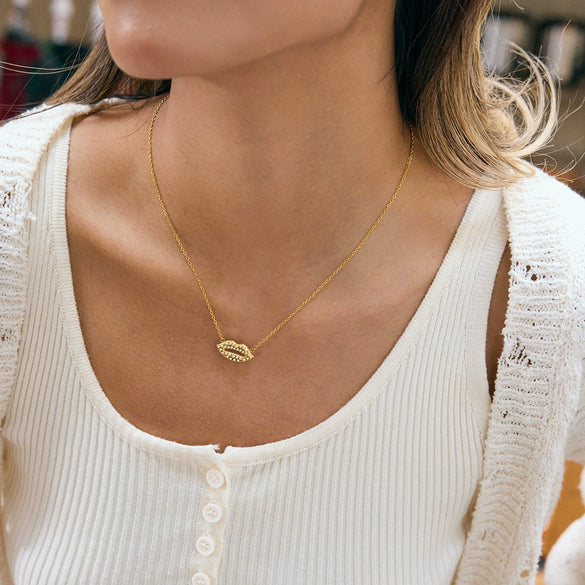 Wholesale Women's Ins Style Stainless Steel Electroplated Lip Pendant Necklace