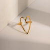 Wholesale Women's Ins Style Stainless Steel Heart Shape Double Layer Love Ring With Electroplating