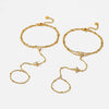 Wholesale Women's Ins Style Stainless Steel 18K Gold Plated Heart Shaped Flower Pendant Wrist Chain Jewelry